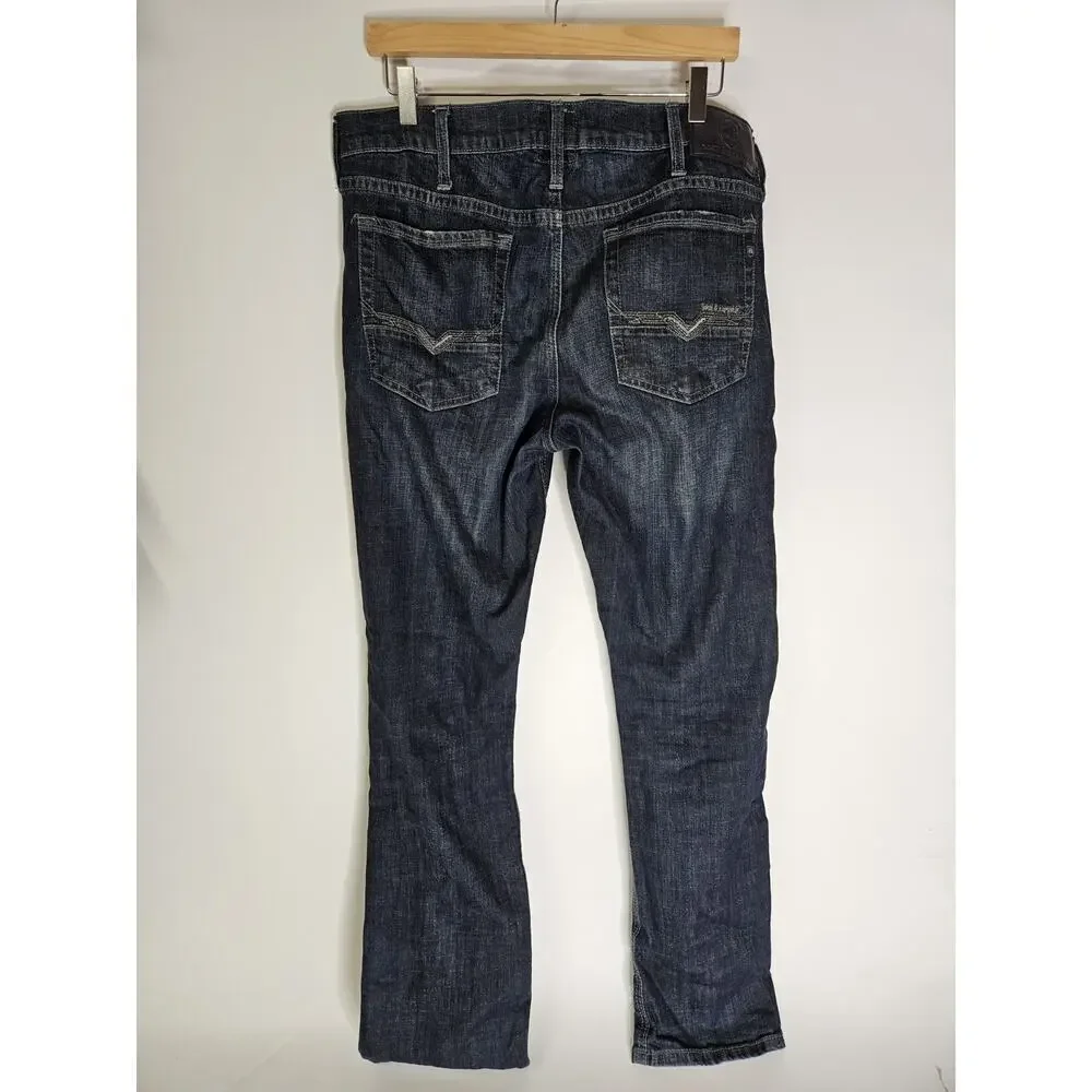 Rock & Republic Jeans Mens 36x32 Blue Denim Slim Straight Grunge Outdoor - Picture 2 of 5